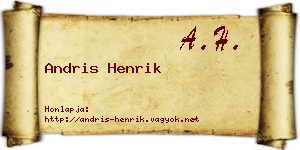 Andris Henrik névjegykártya